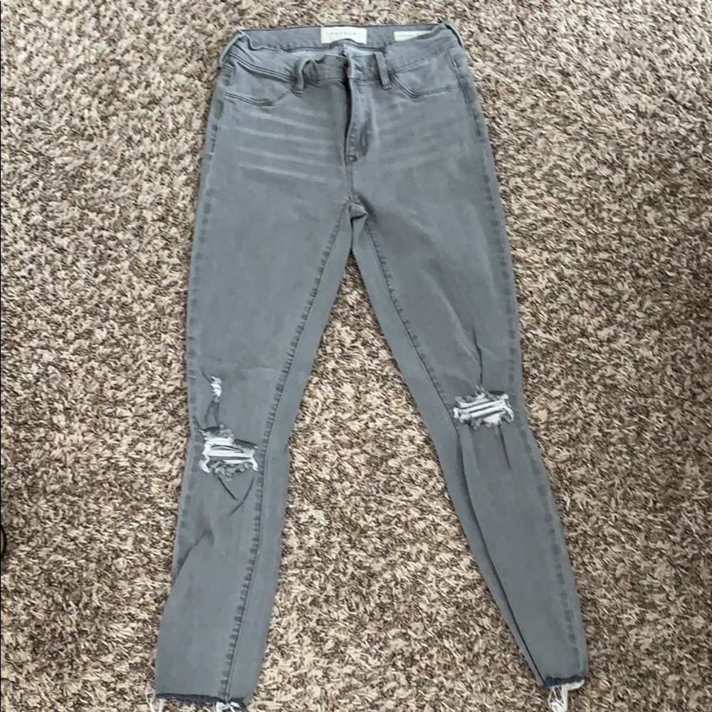 Destroyed gray PacSun ankle jeggings